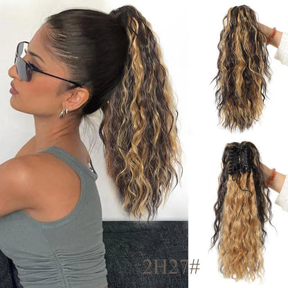 ⏳Begrenzte Zeit 50% Rabatt💥💖18 Zoll lockige, gewellte Frizz-Haarverlängerung mit Pferdeschwanz