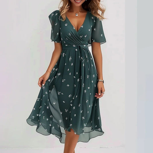 🔥NEU! 2026 Trend-Chiffonkleid mit V-Ausschnitt – Jetzt 20€ sparen!