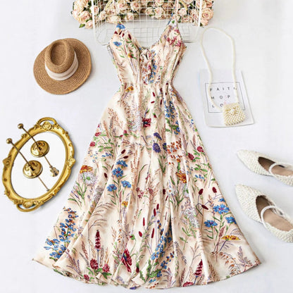 Plus-Size Kleid mit Blumenprint und Spaghettiträgern (Midi)