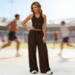 💖Set aus einem kurzen Neckholder-Top und einer Hose mit weitem Bein für Damen