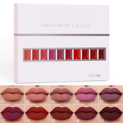 📢📢50% RABATT !!!⏰10er-Set matter, wasserfester und langanhaltender Lipgloss